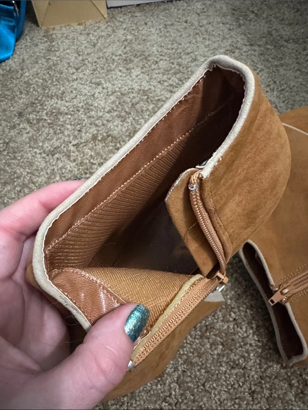 Bumper Tan Suede Wedge Ankle Boots with Sculptural Studded Spiked Cutout Heel